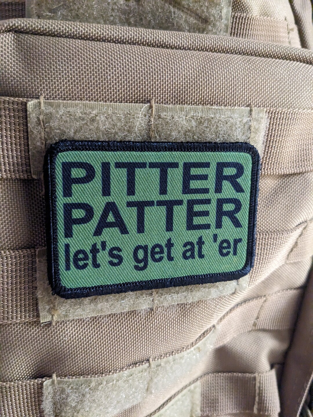 Olive Green Pitter Patter Let's Get at 'er Meme Etsy
