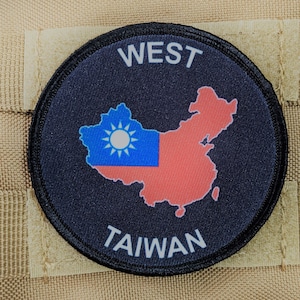 West Taiwan anti-ccp anti-communist support meme 3&quot; circle morale patch with hook and loop backing