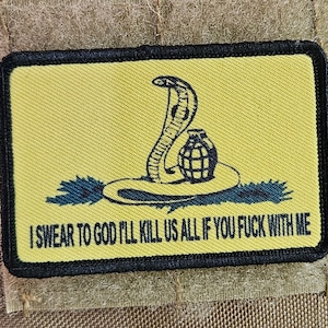 Gadsden flag don't tread parody cobra on me 2"x3" morale patch with hook and loop backing