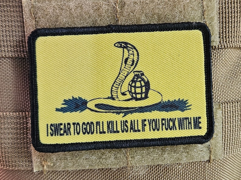 Gadsden flag don't tread parody cobra on me 2"x3" morale patch with hook and loop backing image 1