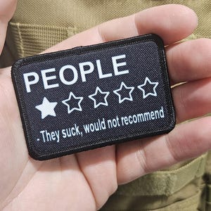 People one stare review meme 2&quot;x3&quot; morale patch with hook and loop backing