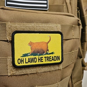 Oh lawd he treadin Gadsden flag meme 2&quot;x3&quot; removable morale patch with hook and loop backing