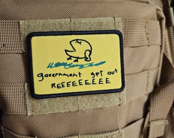 Government go away reeeee Gadsden flag meme 2"x3" removable morale patch with hook and loop backing