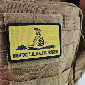 Gadsden flag don't tread parody cobra on me 2"x3" morale patch with hook and loop backing image 3