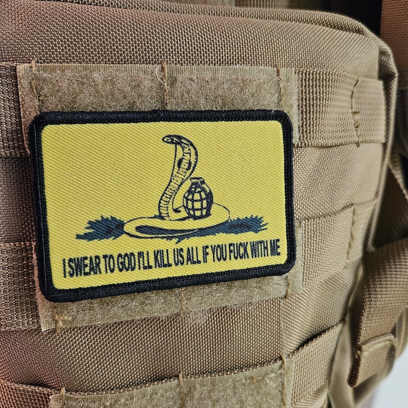 Gadsden flag don't tread parody cobra on me 2"x3" morale patch with hook and loop backing image 3