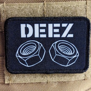 Deez nuts and bolts funny removable patch 2&quot;x3&quot; morale patch with hook and loop backing