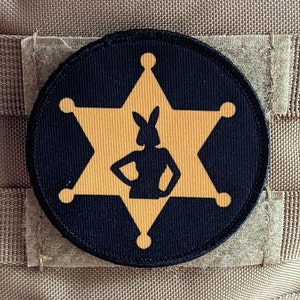 Badge bunny police wife girlfriend type 2  3&quot; circle morale patch with hook and loop backing