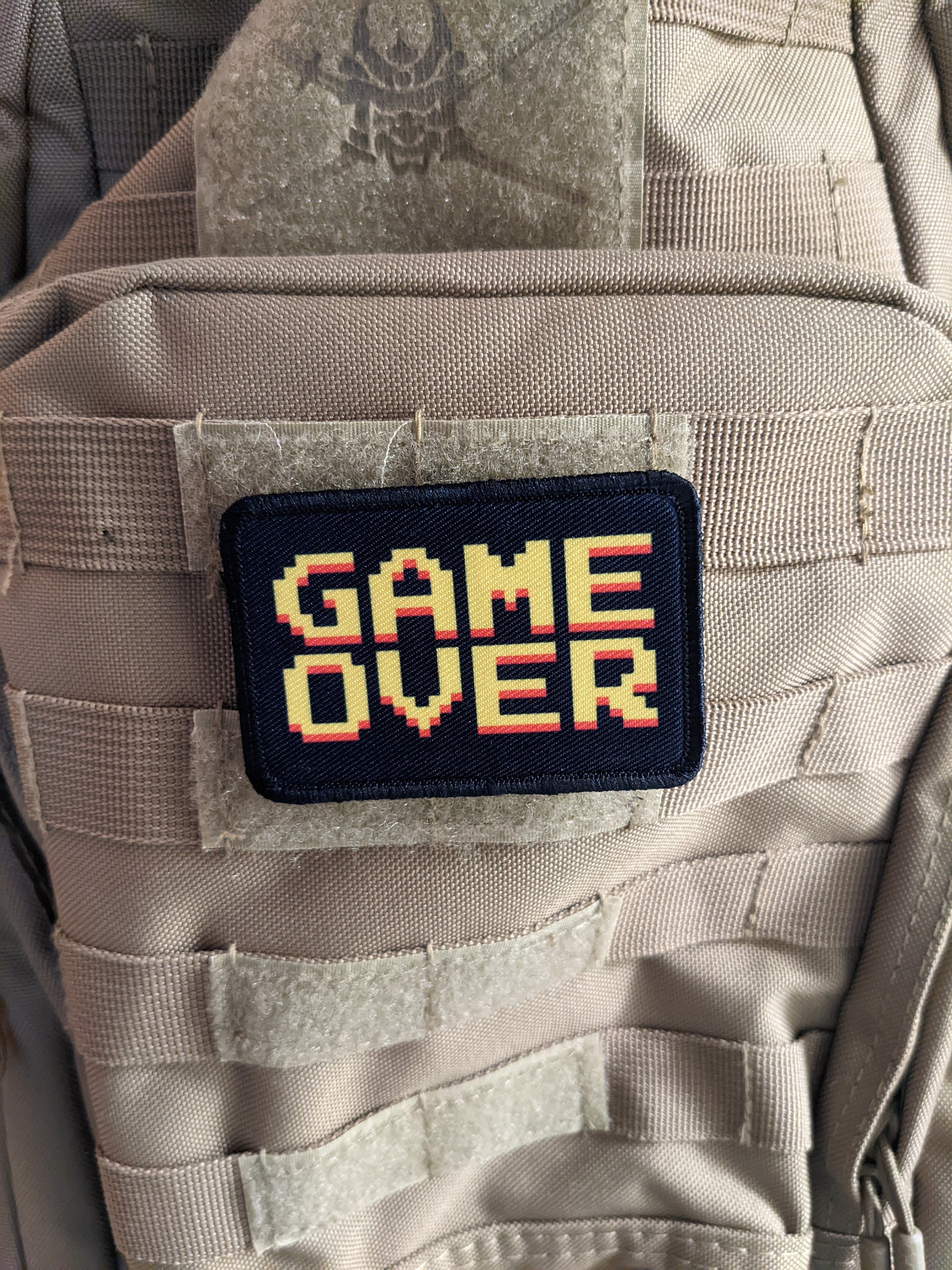 Game Over 8 Bit Funny Gaming 2x3 Removable Morale Patch With Hook