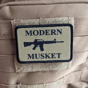Modern musket 2nd amendment support patch 2&quot;x3&quot; morale patch with hook and loop backing
