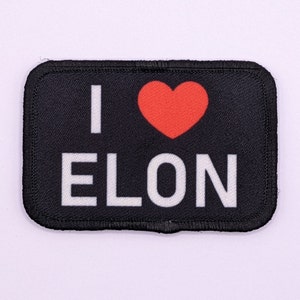 i LOVE ELON musk meme 2&quot;x3&quot; morale patch with hook and loop backing