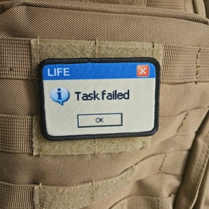 Failing at life computer error  2&quot;x3&quot; removable morale patch with hook and loop backing