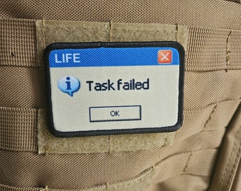 Failing at life computer error  2"x3" removable morale patch with hook and loop backing