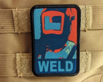 Welder blue collar welding hope poster 2"x3" morale patch with hook and loop backing