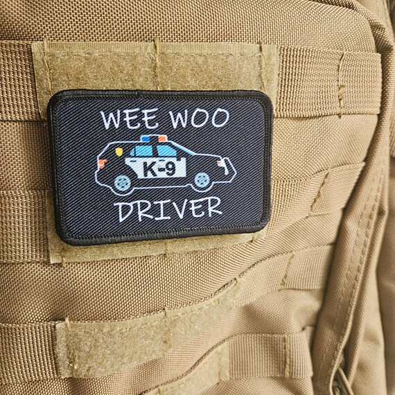 Wee Woo Driver Police Car Driver Funny 2x3 Removable Morale Patch With Hook and Loop Backing - UK