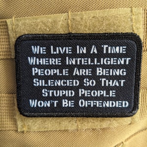 We live in a time where intelligent people are being silenced 2&quot;x3&quot; morale patch with hook and loop backing