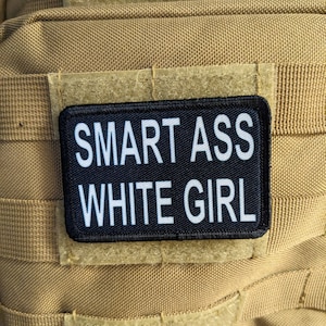 Parche moral extraíble de 2&quot; x 3&quot; con forma de meme de chica blanca inteligente y respaldo con velcro
