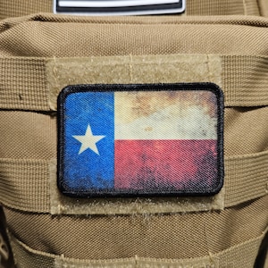 Distressed texas flag 2&quot;x3&quot; morale patch with hook and loop backing