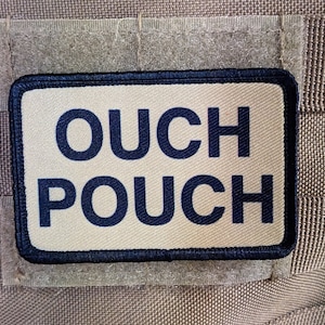ouch pouch tan first aid removable patch 2&quot;x3&quot; morale patch with hook and loop backing