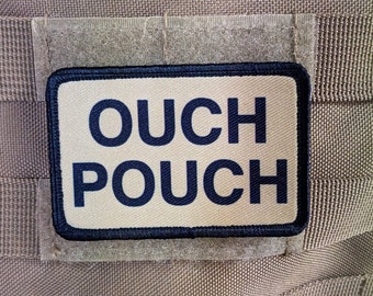 ouch pouch tan first aid removable patch 2"x3" morale patch with hook and loop backing