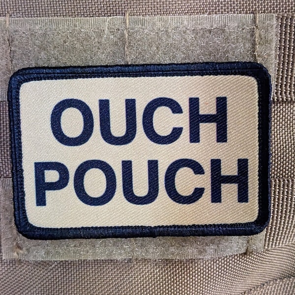 ouch pouch tan first aid removable patch 2"x3" morale patch with hook and loop backing