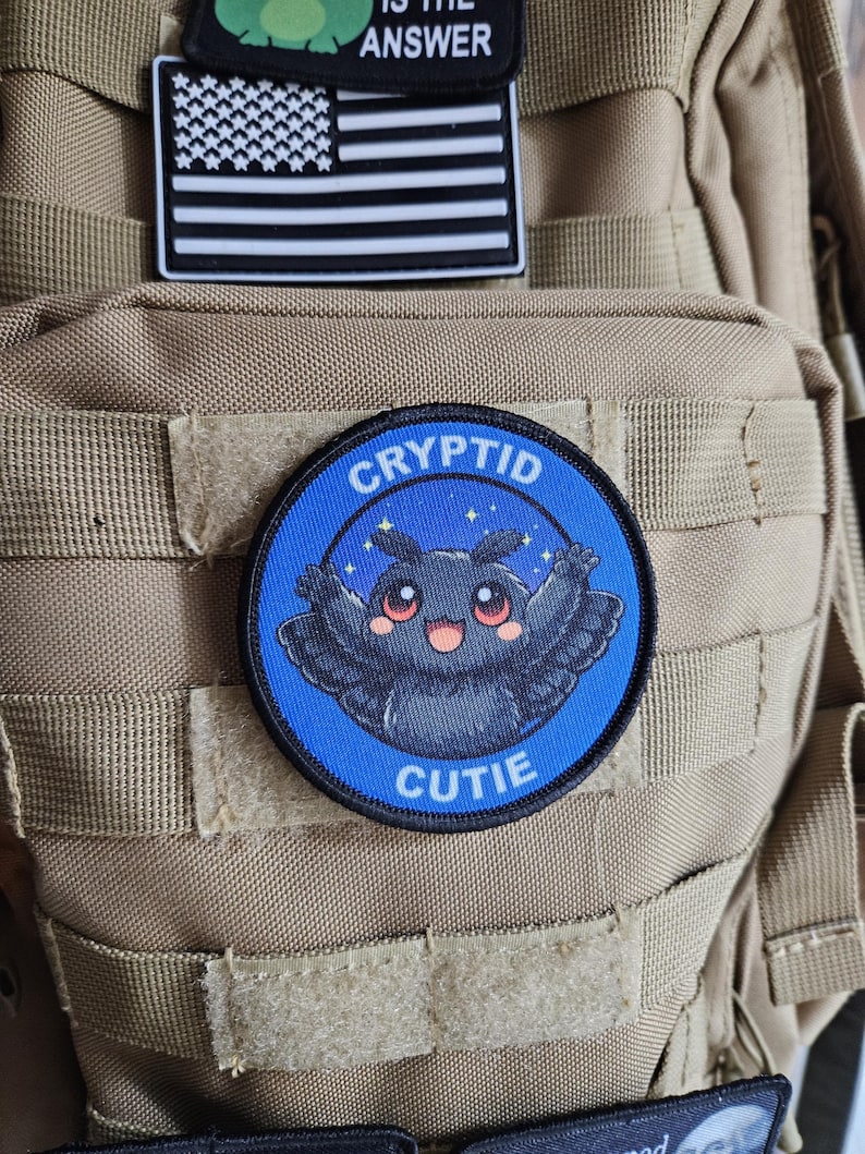 Cryptid Cutie Mothman Chibi Anime Meme 3" Circle Removable Morale Patch ...