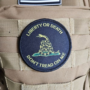 Don&#39;t tread on me Gadsden flag black 3&quot; circle removable morale patch with hook and loop backing