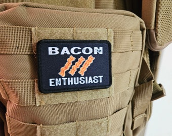 Bacon-liefhebber grappige meme 2 x 3 inch verwijderbare moraalpatch met klittenband aan de achterkant