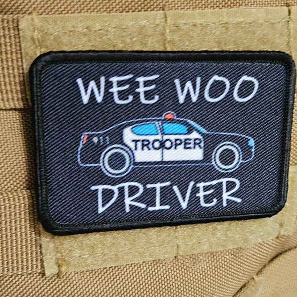 State Trooper Wee woo driver grappige 2"x3" verwijderbare moreel patch met klittenband achterkant