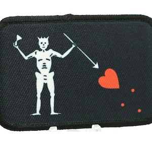 Blackbeard Edward Teach  pirate flag pirate 2"x3" removable morale patch with hook and loop for hat