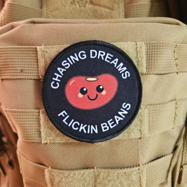 Chasing dreams flicken beans 3" circle morale patch with hook and loop backing