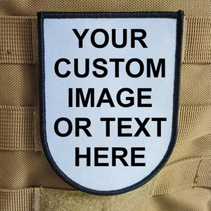 Custom choose your own image or text 3&quot;x4&quot; shield shaped  hook & loop morale patch
