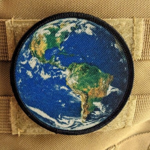 Flat earth meme globe 3" circle morale patch with hook and loop backing