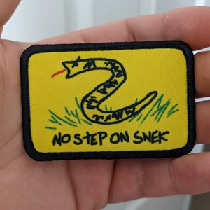 No step on SNaK Gadsden flag meme  2"x3" removable morale patch with hook and loop backing