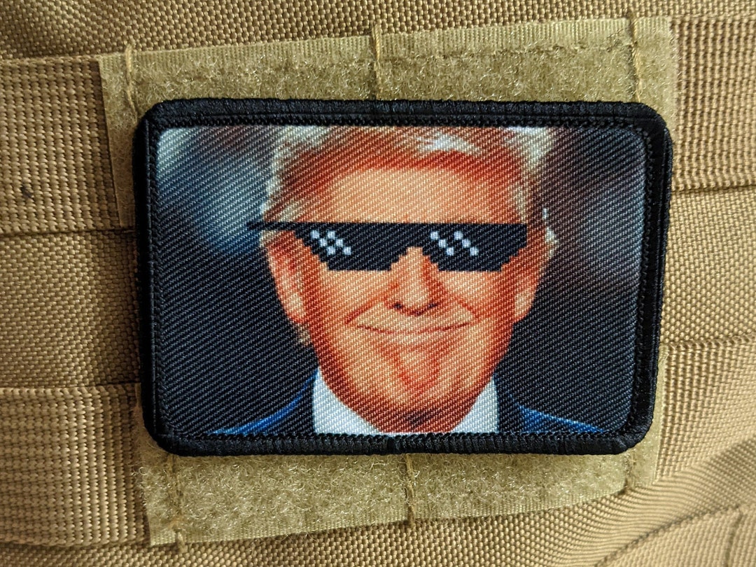 Donald Deal With It Sunglasses Meme Funny 2x3 Morale Patch With Hook