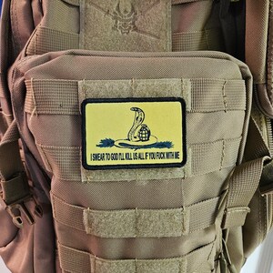 Gadsden flag don't tread parody cobra on me 2"x3" morale patch with hook and loop backing image 4
