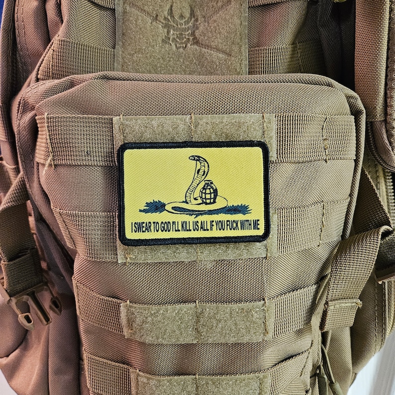 Gadsden flag don't tread parody cobra on me 2"x3" morale patch with hook and loop backing image 4