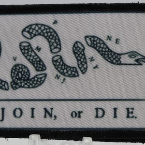 Join or die patriotic America 2&quot;x3&quot; morale patch with hook and loop backing