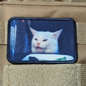 cat meme funny  2"x3" morale patch with hook and loop backing