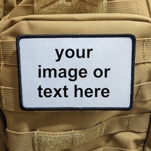 LARGE Custom choose your own image or text 3&quot;x4.5&quot; hook & loop morale patch