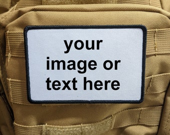 LARGE Custom choose your own image or text 3&quot;x4.5&quot; hook & loop morale patch