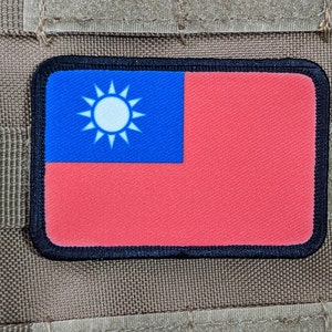 Parche moral de 2 x 3 pulgadas con bandera de Taiwán, meme de apoyo anticomunista y anti-PCCh, con respaldo de velcro