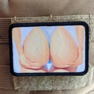 Sexbooty big butt thigh gap thong 2&quot;x3&quot;  removable morale patch with hook and loop backing