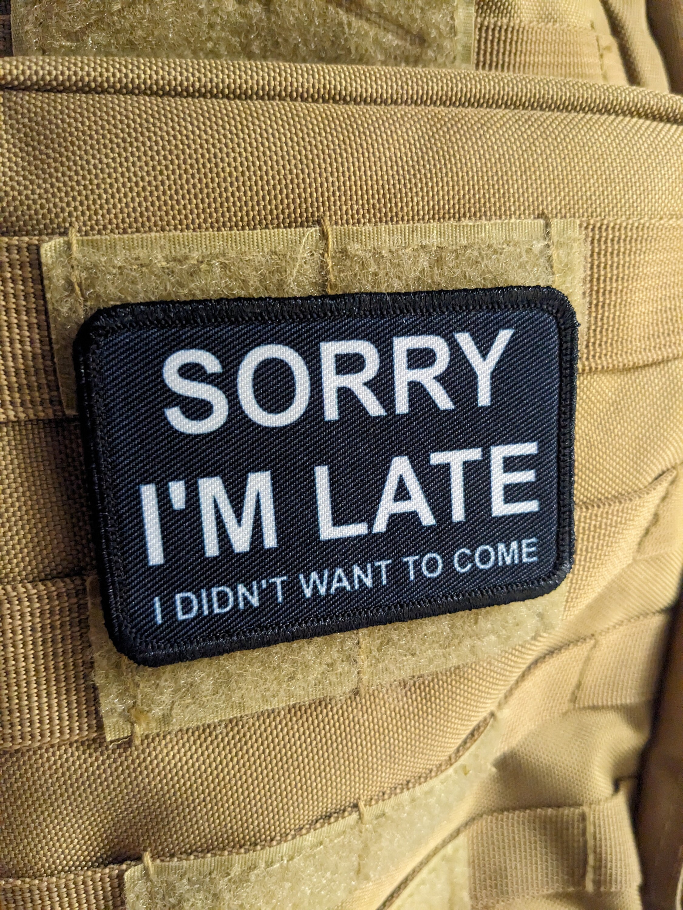 Funny Patch: 1-pc, Snarky Apology Embroidered Patch, Size 3 'Sorry I'm  Late, I Didn't Want to Come' for Jackets, Backpacks, and More