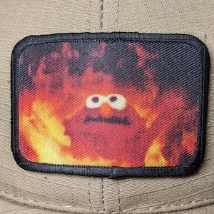 hellmo fire meme 2&quot;x3&quot; morale patch with hook and loop backing