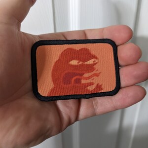 Angry screaming frog cartoon meme 2"x3" morale patch with hook and loop backing