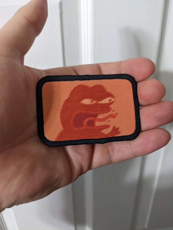 Angry screaming frog cartoon meme 2x3 morale patch with hook and loop  backing