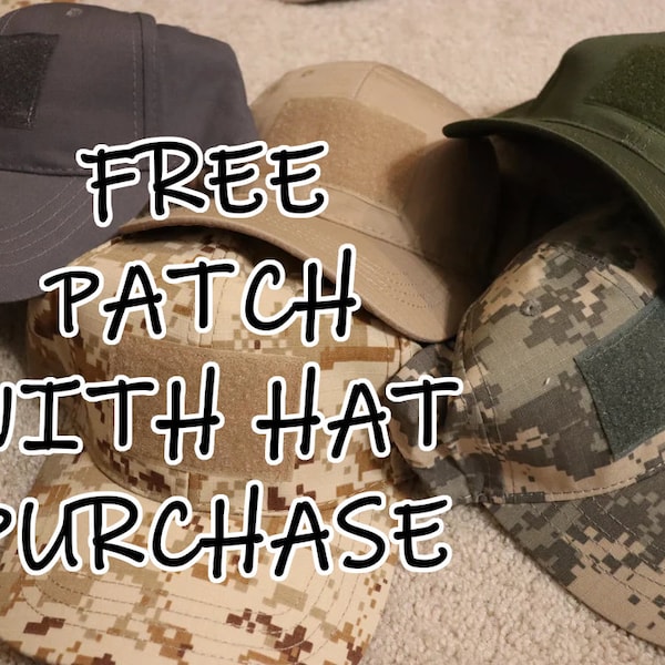 Free handmade morale patch with purchase Tactical hat for patches with place for patches hook and loop