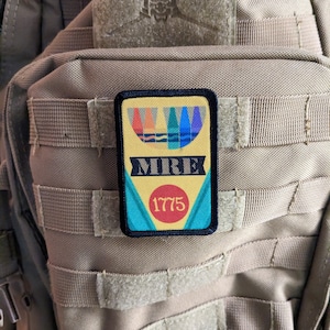 Crayon eaters military meme ration red tastes like cherry  2&quot;x3&quot; morale patch with hook and loop backing military joke meme