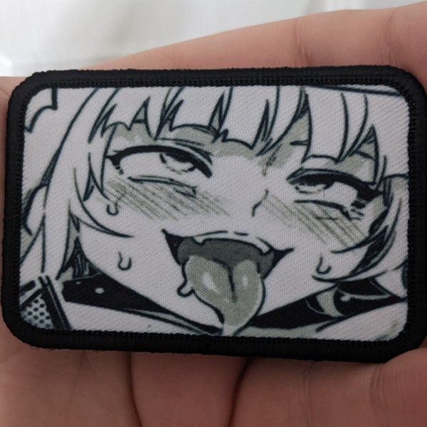 ahegao face meme anime sexy O face  2"x3" removable morale patch with hook and loop backing