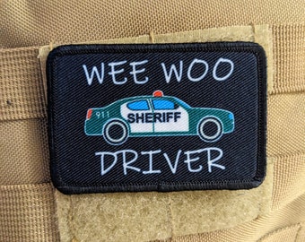 Florida version Wee woo driver sheriff department car driver funny 2"x3" removable morale patch with hook and loop backing